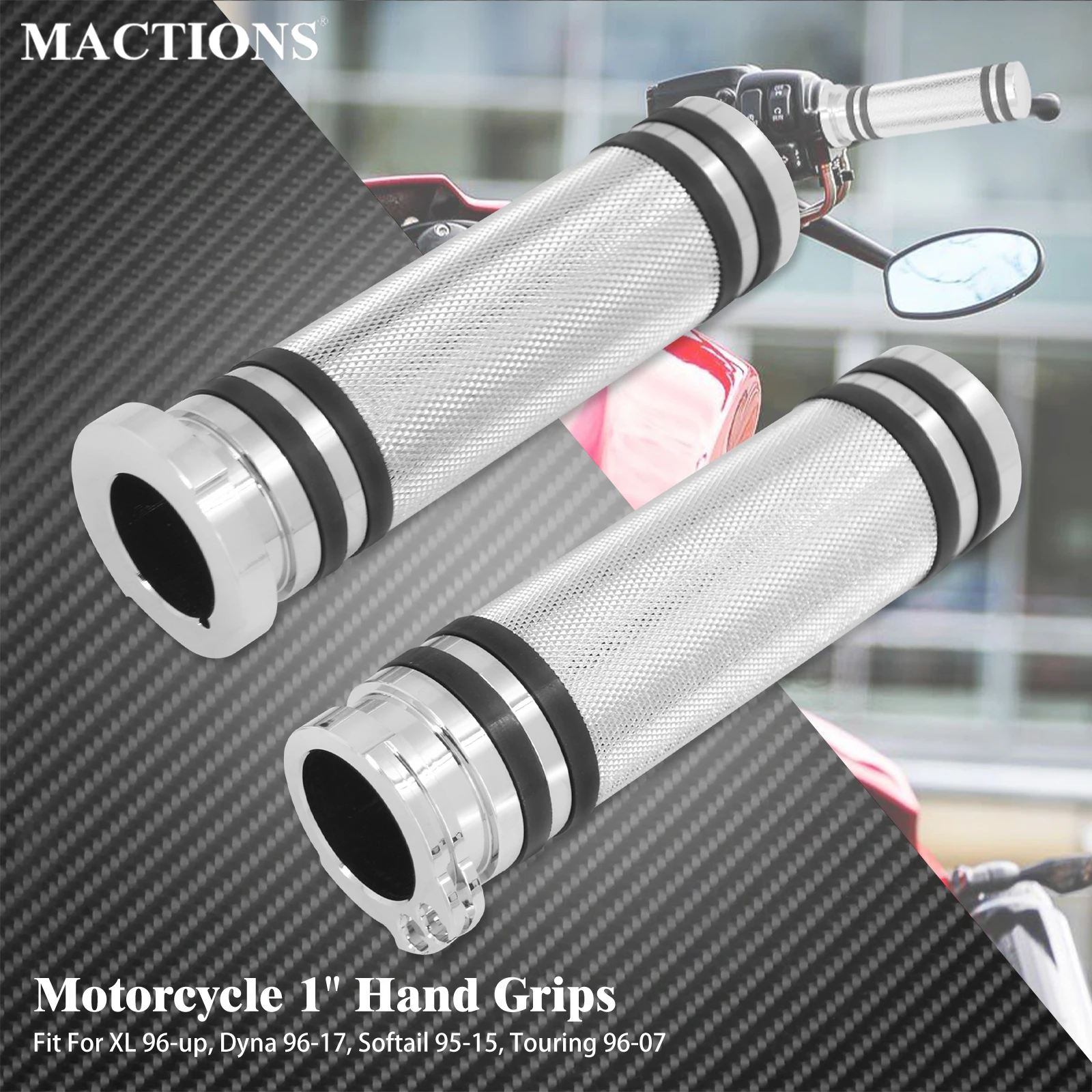 

2PCS Motorcycle 1"25mm Handle Bar Hand Grips CNC Aluminum For Harley Touring Sportster 883 1200 VRSC XL V-Rod Dyna Softail FLHR