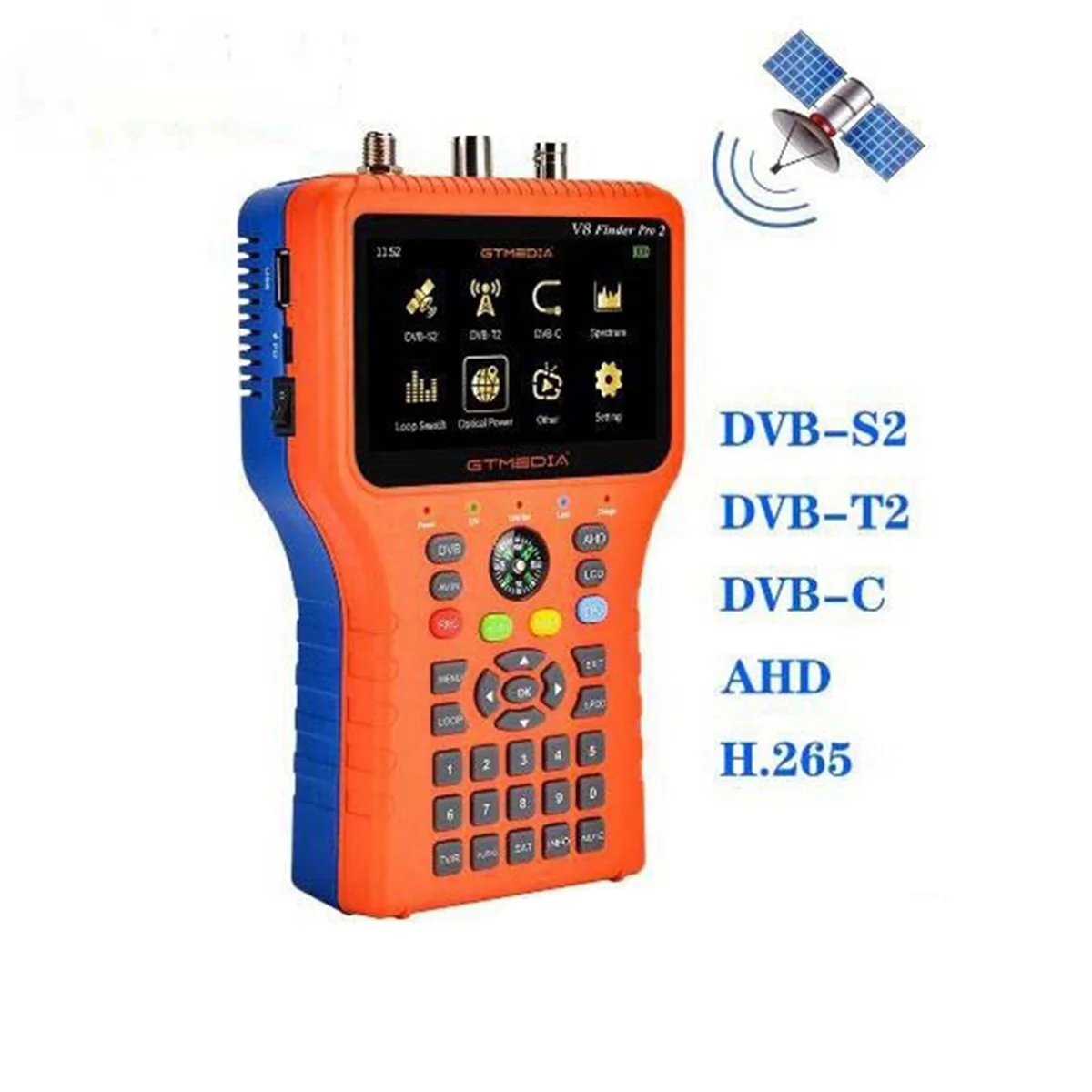 A57G-GTMEDIA V8 Finder PRO 2 Satellite Signal Finder DVB-S2 DVB-T2 DVB-C Freesat H.265 Meter US PLUG