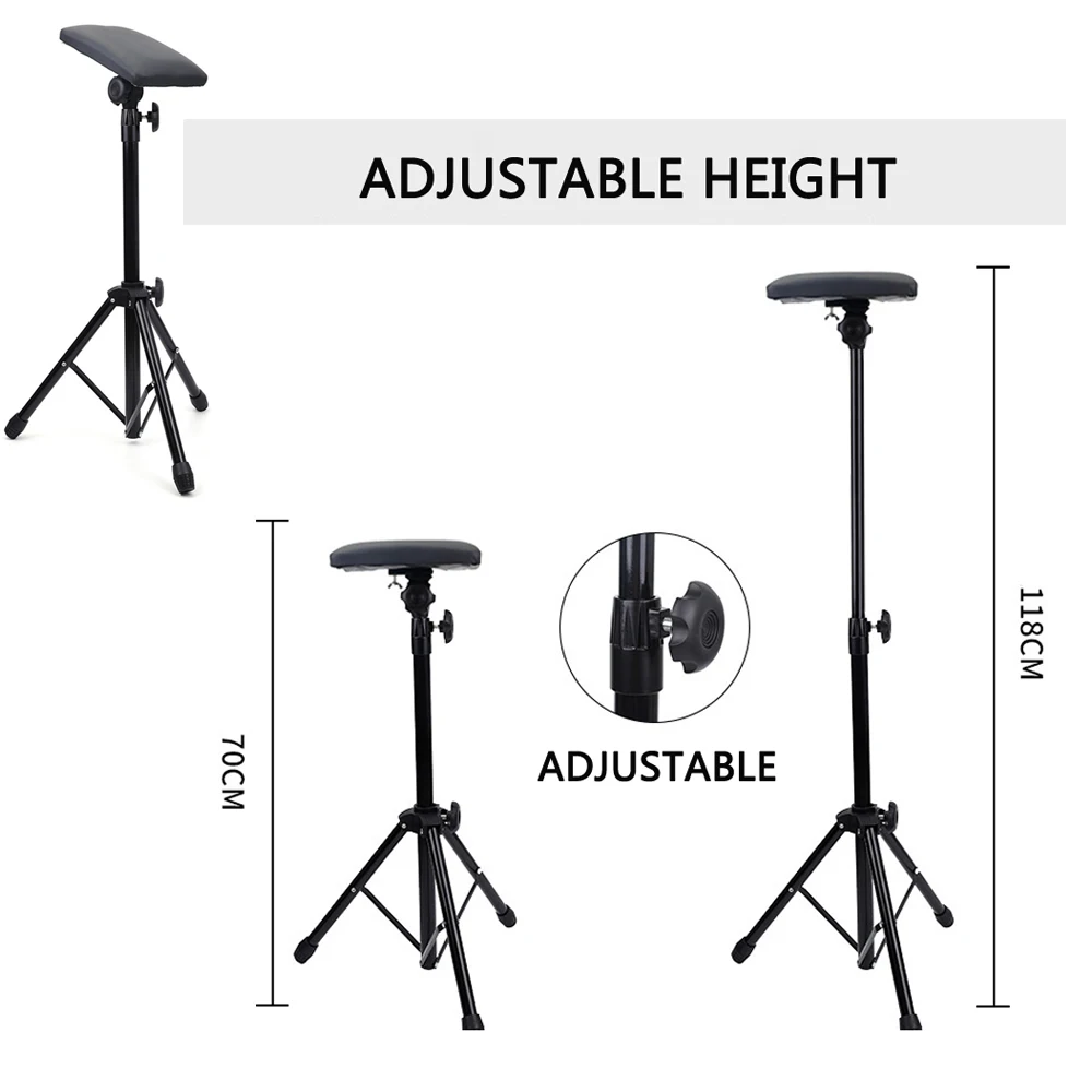 Tattoo Armrest Stand Square Tattoo Arm Leg Rest Stand Foldable Sponge Pad Tripod with Adjustable Height and Tilt Tattoo Equipmen