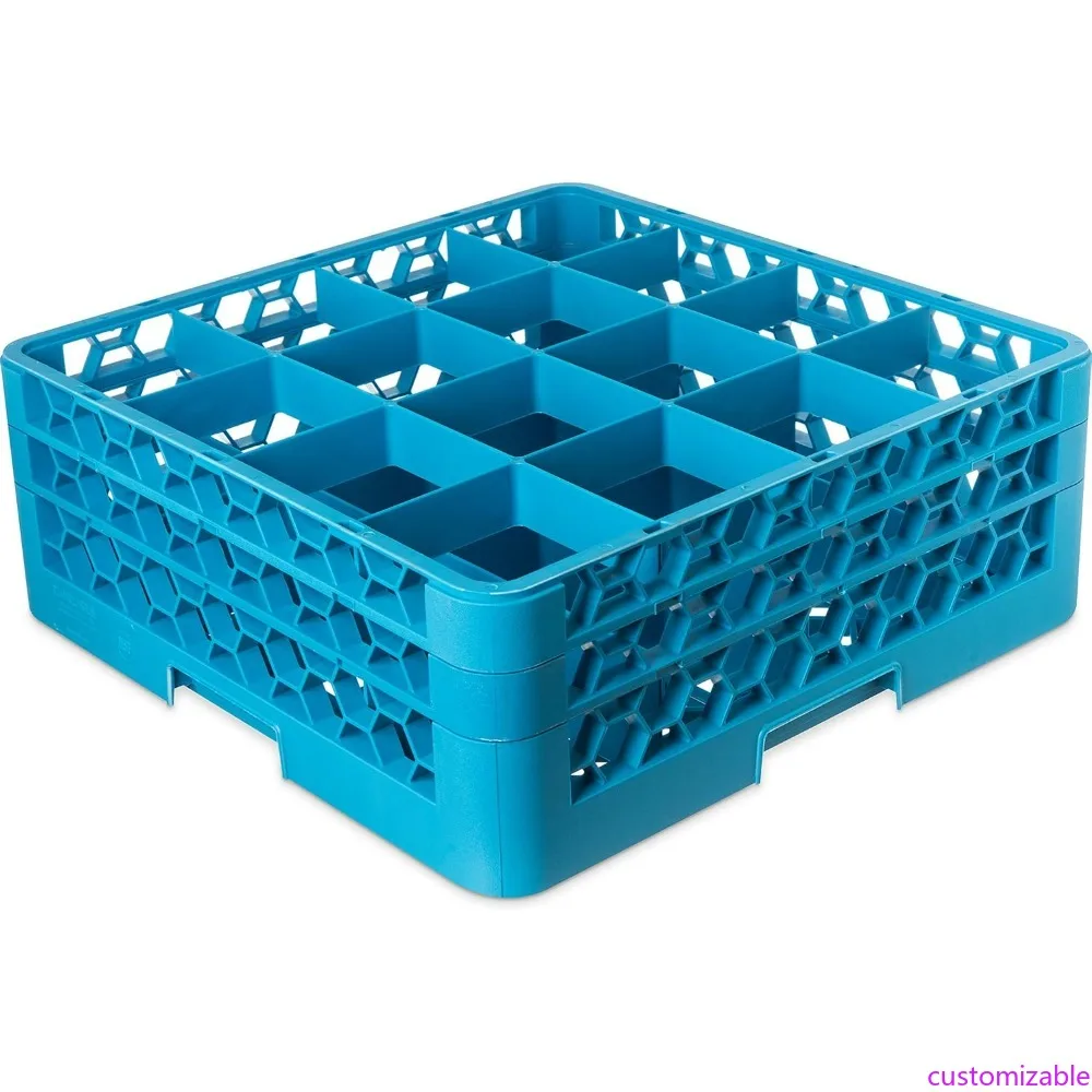 

Синяя стеклянная стойка Carlisle OptiClean с 16 отделениями и удлинителями