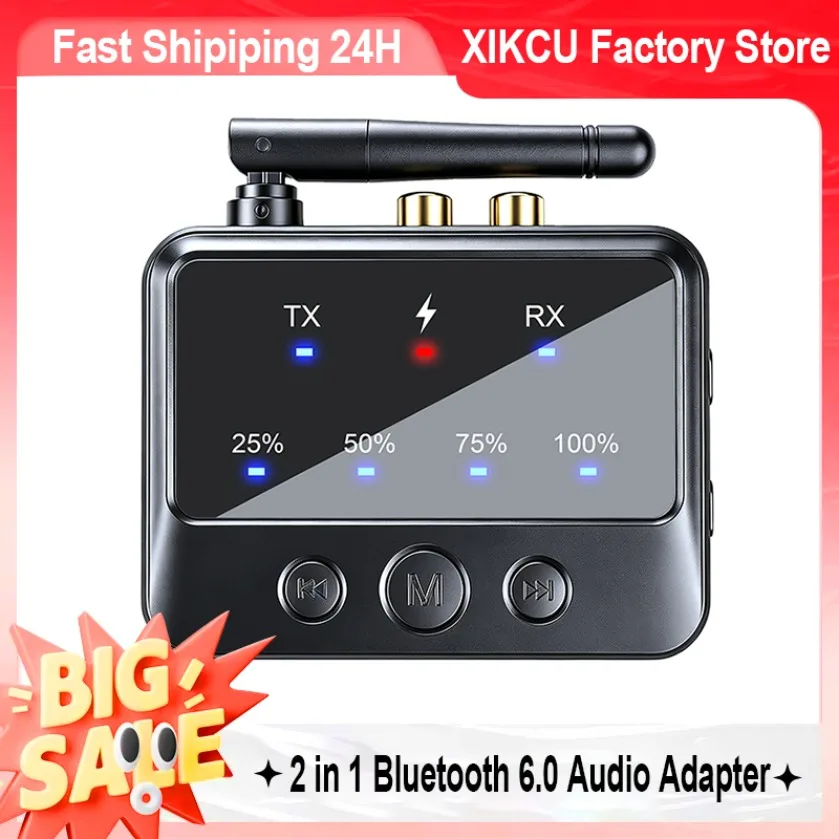 Wireless X2 Bluetooth 6.0 Audio Transmitter Receiver 2 in 1 Adapter 30M RCA 3.5mm AUX Rechargeable for Old Amplifier Speaker TV