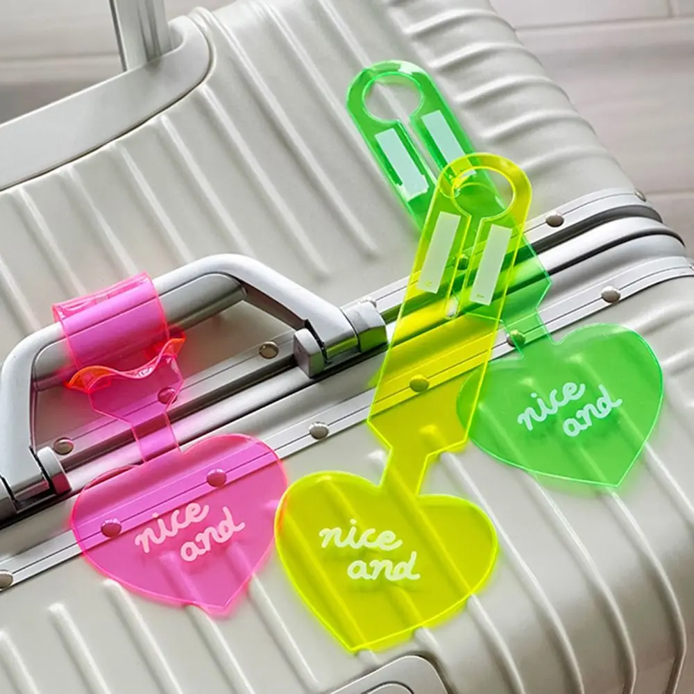 Fluorescent Baggage Tag Portable Anti-lost PVC Suitcase Label Travel Colorful Luggage Tag