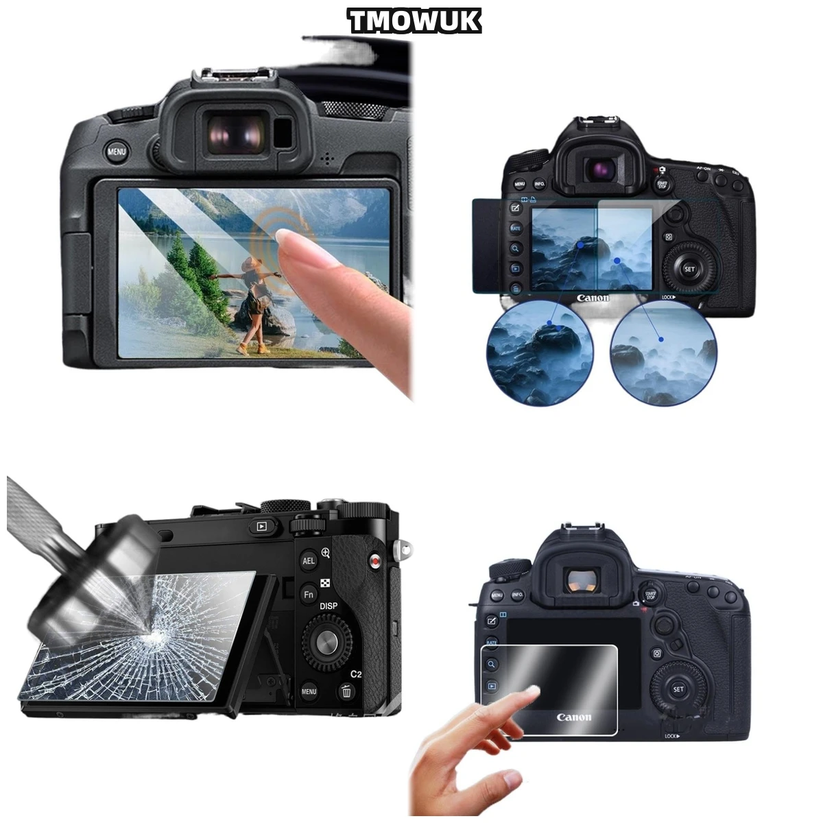 

For Canon 70D 80D 90D 7DIII 6DII 700D 750D 60D 77D 800D Ultra-Thin 9H Hardness HD Clear Tempered Glass Film Bubble-Free Easy-to-