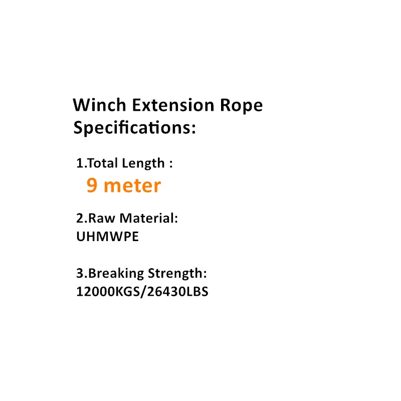 ALWAYSME 9m 26500lbs/12Ton Synthetic Winch Extension Line Rope