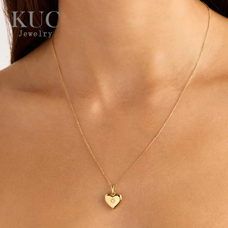

925 Sterling Silver Original Certificate CZ Heart Locket Pendant Necklace For Women Fine Statement Jewelry