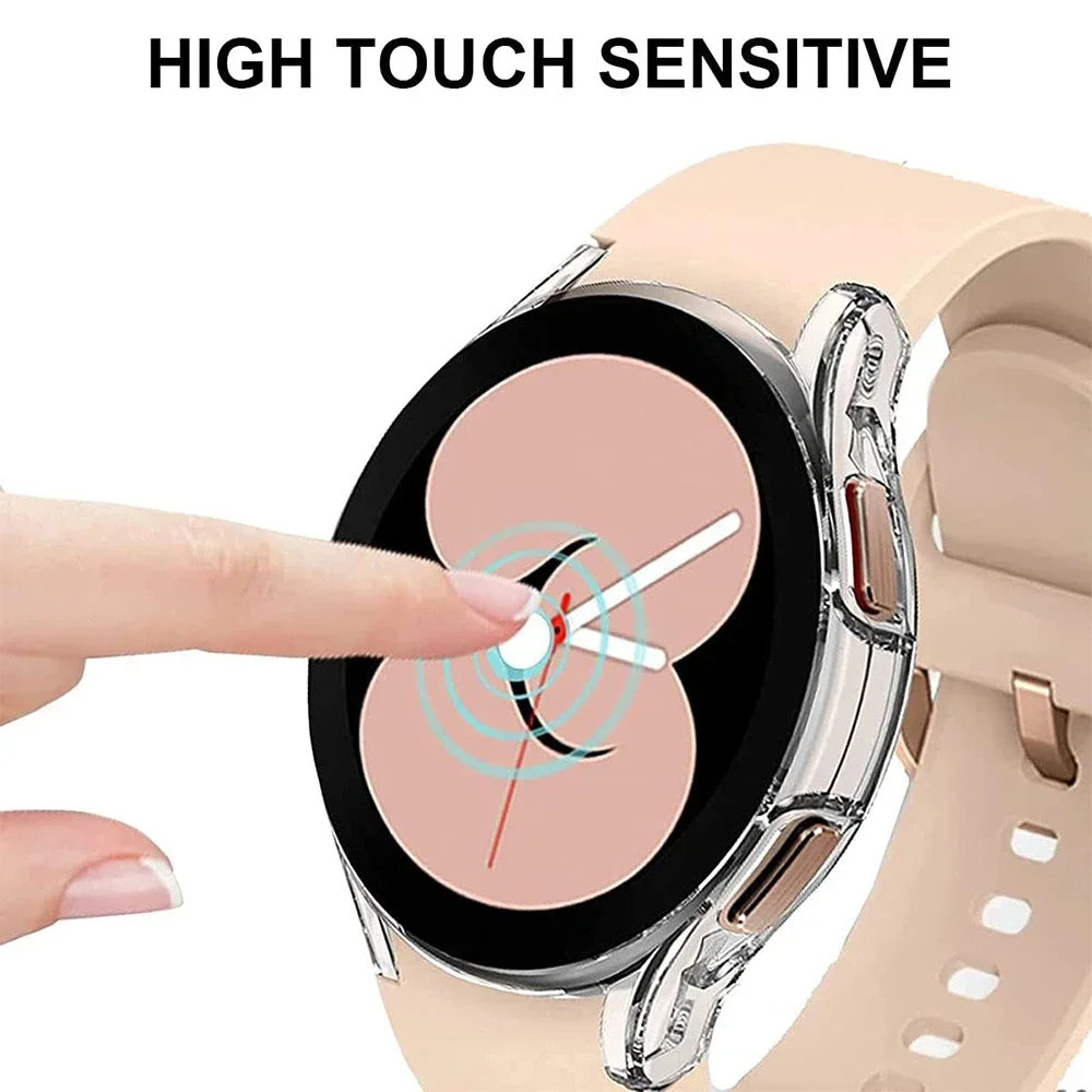 Funda protectora para Samsung Galaxy Watch 4, 5, 6, 7, 40mm, 44mm, cubierta de silicona, TPU, parachoques, protección de pantalla, accesorios completos