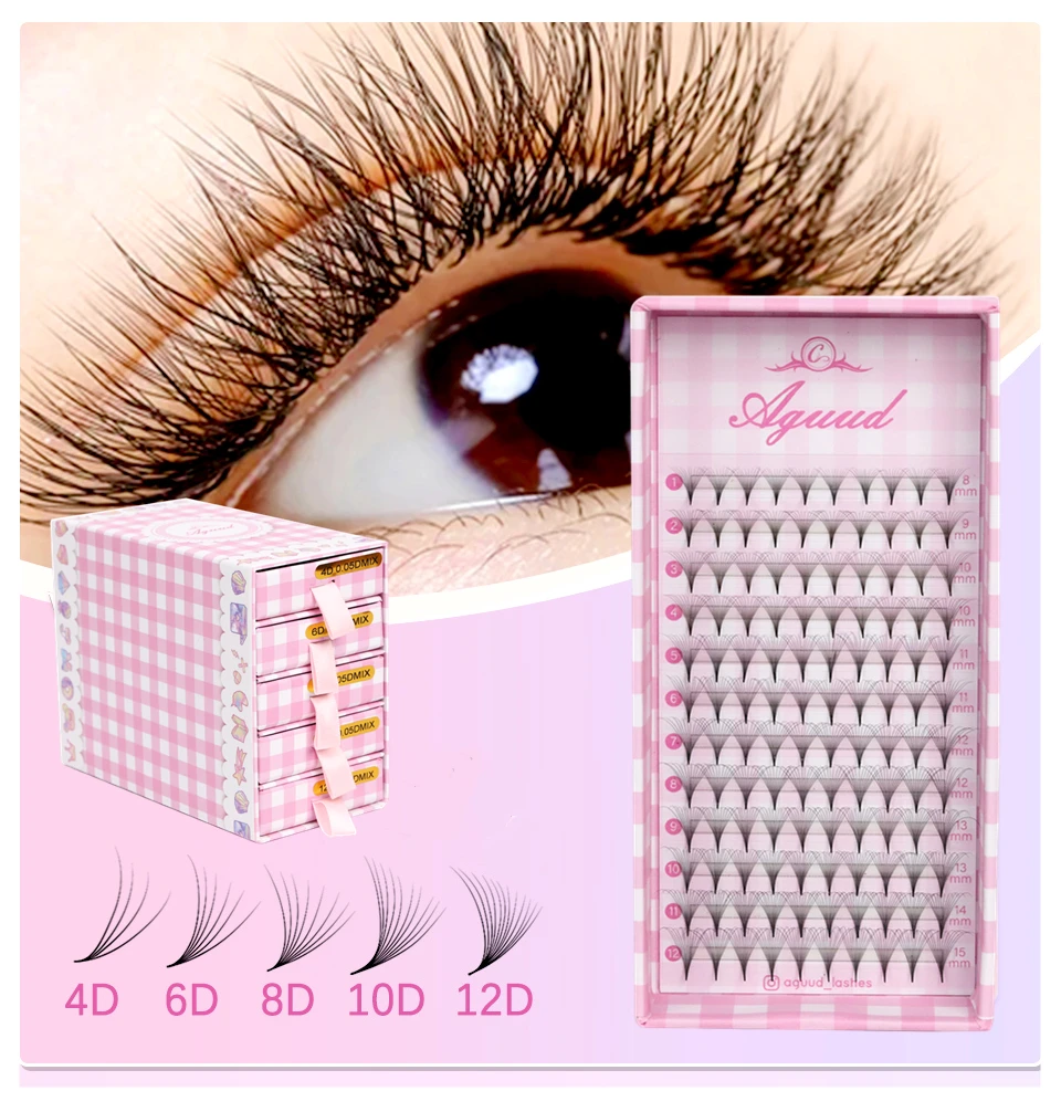 AGUUD Super Volume Fans Pointy Base Premade Fans Lashes Sharp Stem Pre made Volume Eyelash Fans False Mink Eyelash Extensions