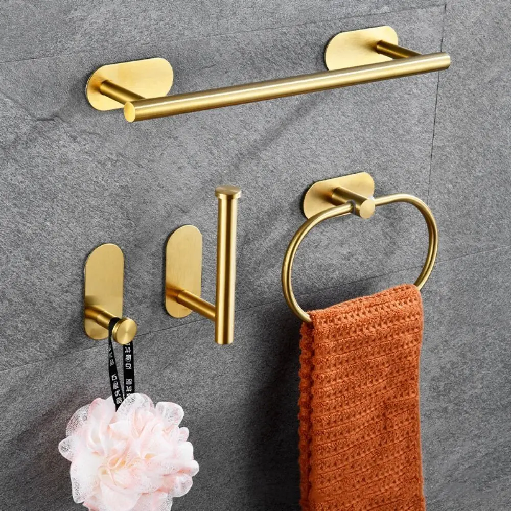 

4/5 шт., набор оборудования для ванной комнаты из нержавеющей стали, антикоррозийное настенное крепление, вешалка для полотенец без перфорации, простая в установке подставка для рулонной бумаги
