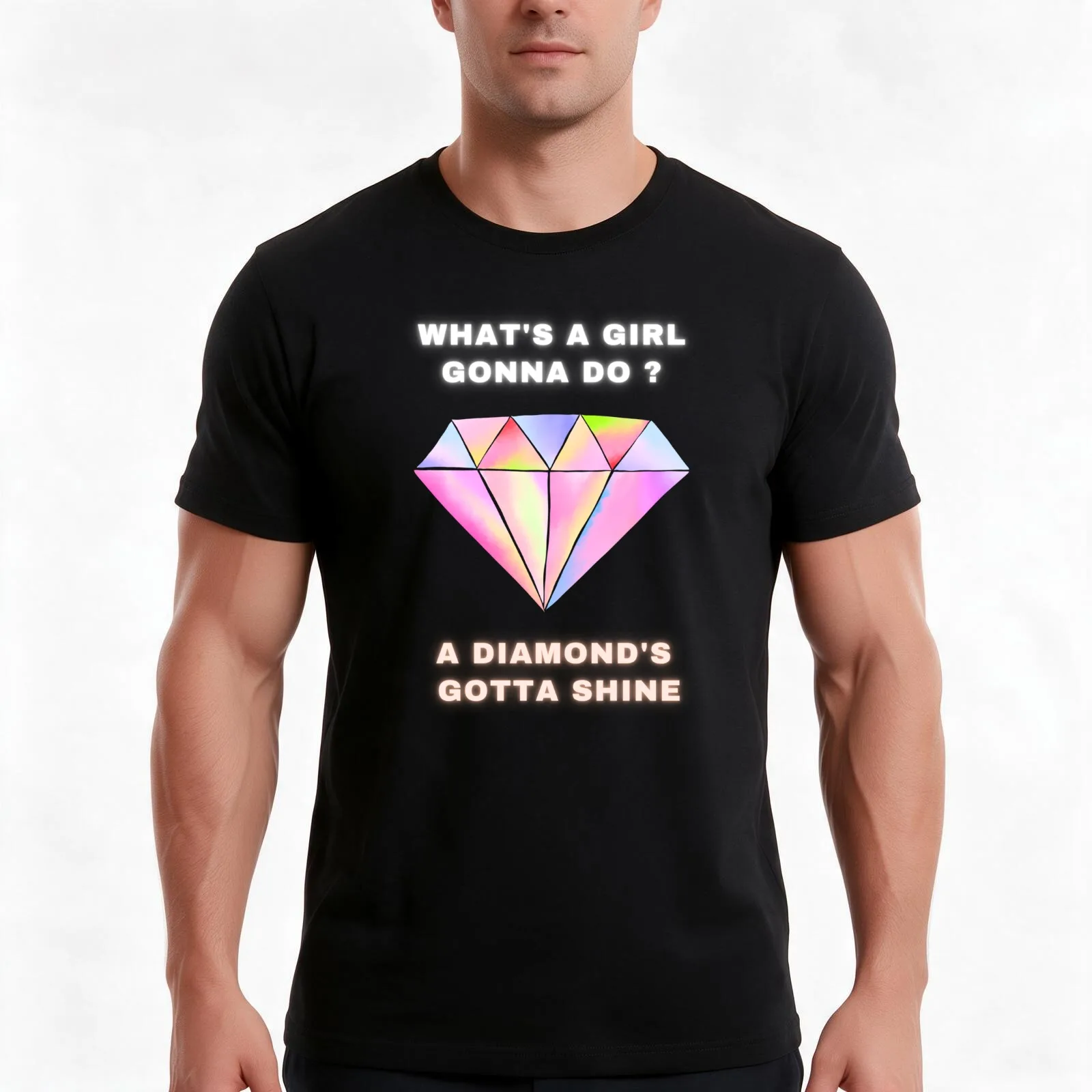 A diamond's gotta shine / bejeweled T-Shirt Summer Casual Cotton Tee Oversized Streetwear Tops Vintage Graphic Print