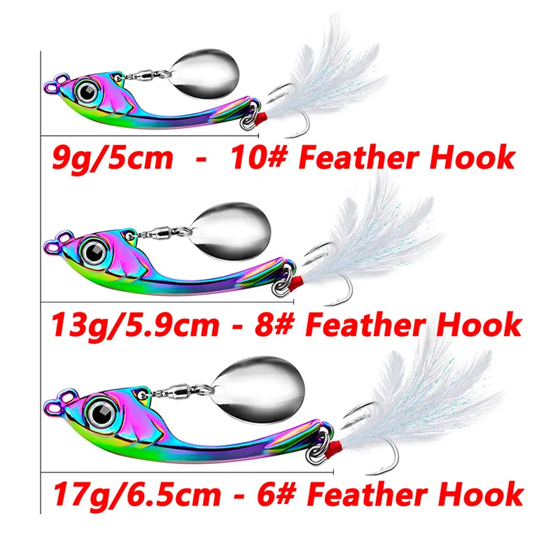 1 Pcs Rotating Sequins Tail Metal Jig VIB Fishing Lure 7g 13g 17g Spinner Spoon Balance Sinking Vibration Wobblers Bait Tackle