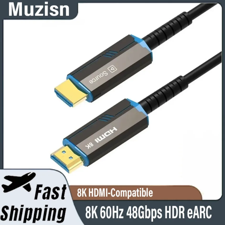 

8K HDMI-Compatible 2.1 Cables Optic Cable DP to DP AOC 8K Resolution 30Hz 18Gbps 4k x 3D 60Hz Black Fiber Optical Cable