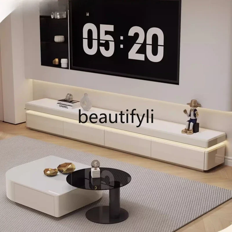

TV cabinet living room household floor cabinet living room light luxury locker integrated coffee table