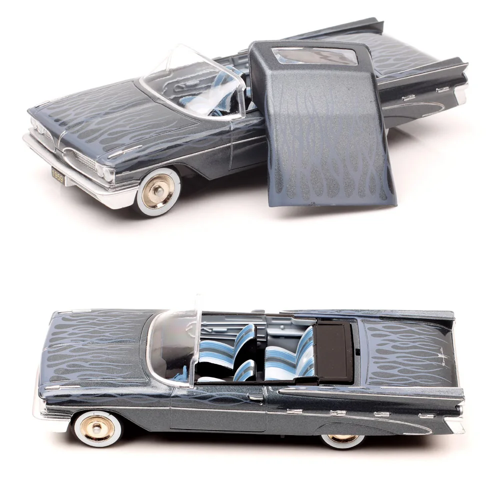 1:43 Scale GFCC Classic 1959 Pontiac Bonneville Convertible Vehicle Alloy Metal Diecast Model Car Toy Flame Pattern Miniature