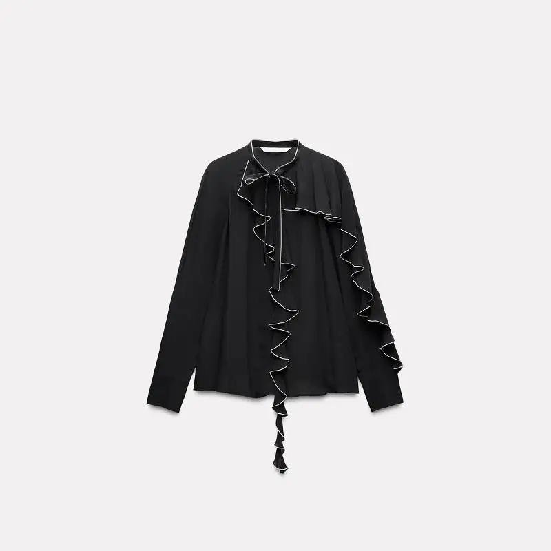 Herbst 2024, Knoten-Design, Irt-Farbe, Blo-Detail, dekorativ, geschichtet, Polyesterfaser, lässig, lockere Passform, Damen-Irt