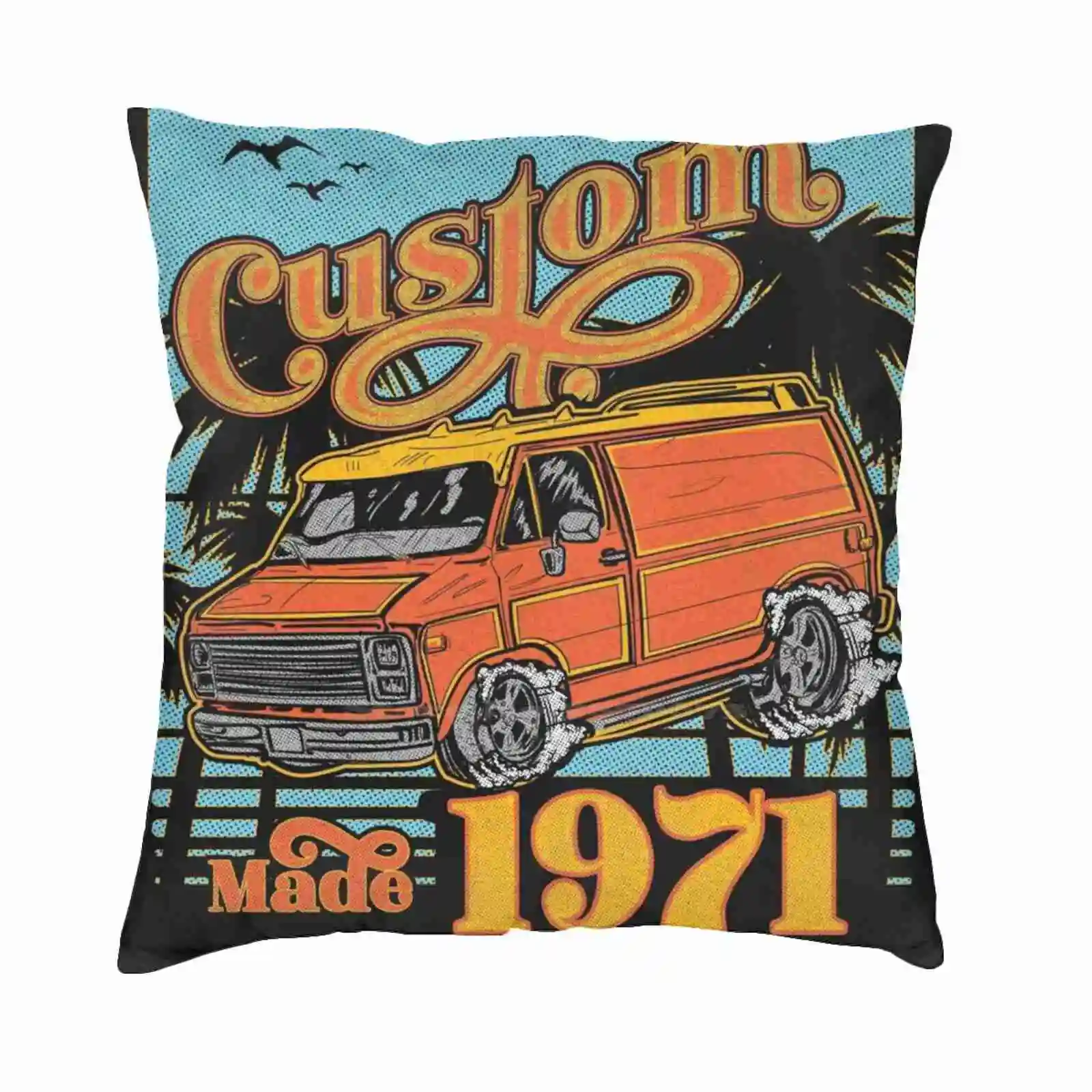 

Ретро фургон на заказ 1971, винтажная футболка на день рождения папы, хлопковая футболка Vannin, винтажный фургон, классический фургон на день рождения 1971, 50 лет