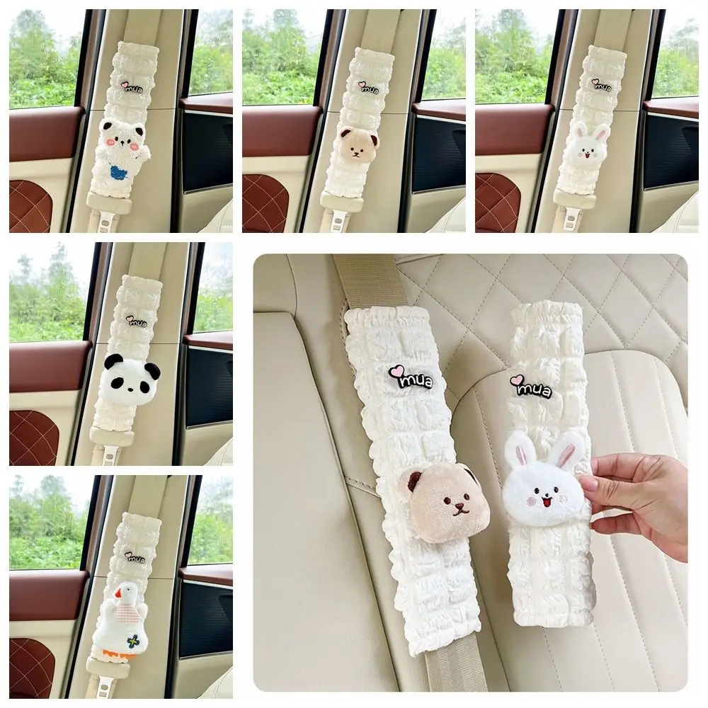 Plush Bear Rabbit Seat Belt Bear Panda Cartoon Bear Shoulder Cover Insurance Cute Car Seat Shoulder Cover Four Seasons Universal