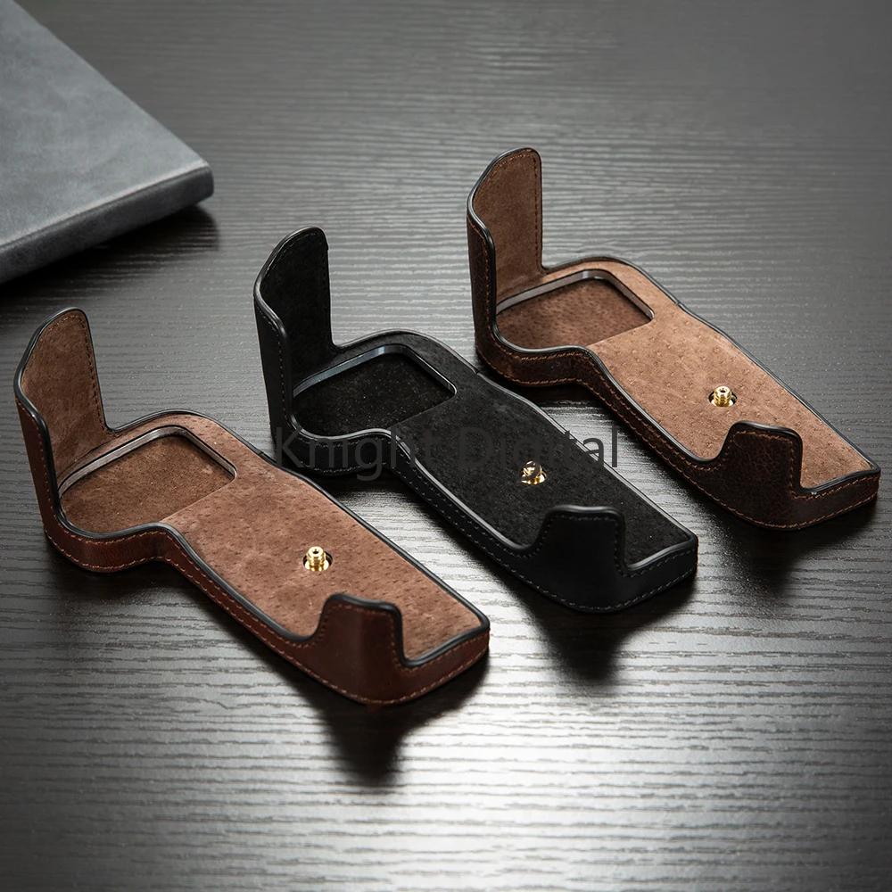 Genuine Leather Camera Case Handle Half Bag for Canon Eos 5D3 5D4 5DSR 6D 6D2 80D 90D 70D Camera Bodysuit 6D Case