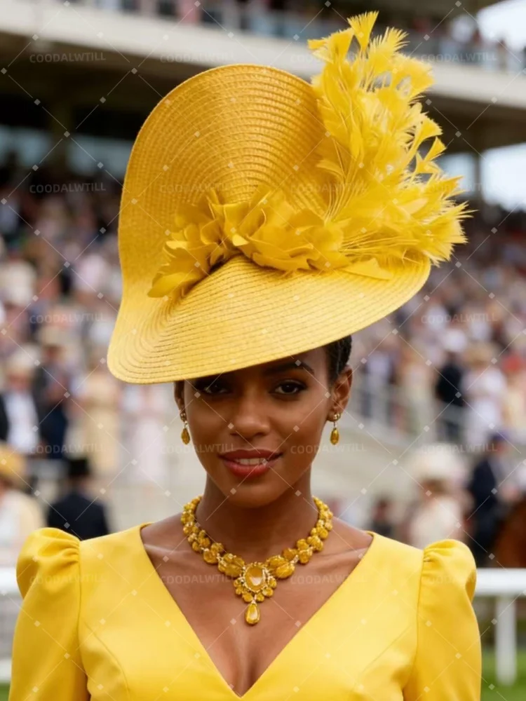 

Элегантный головной убор-фасцинатор для вечеринок, женский, для Кентуккийского Дерби, свадеб, чаепитий, с цветами и перьями, для невесты