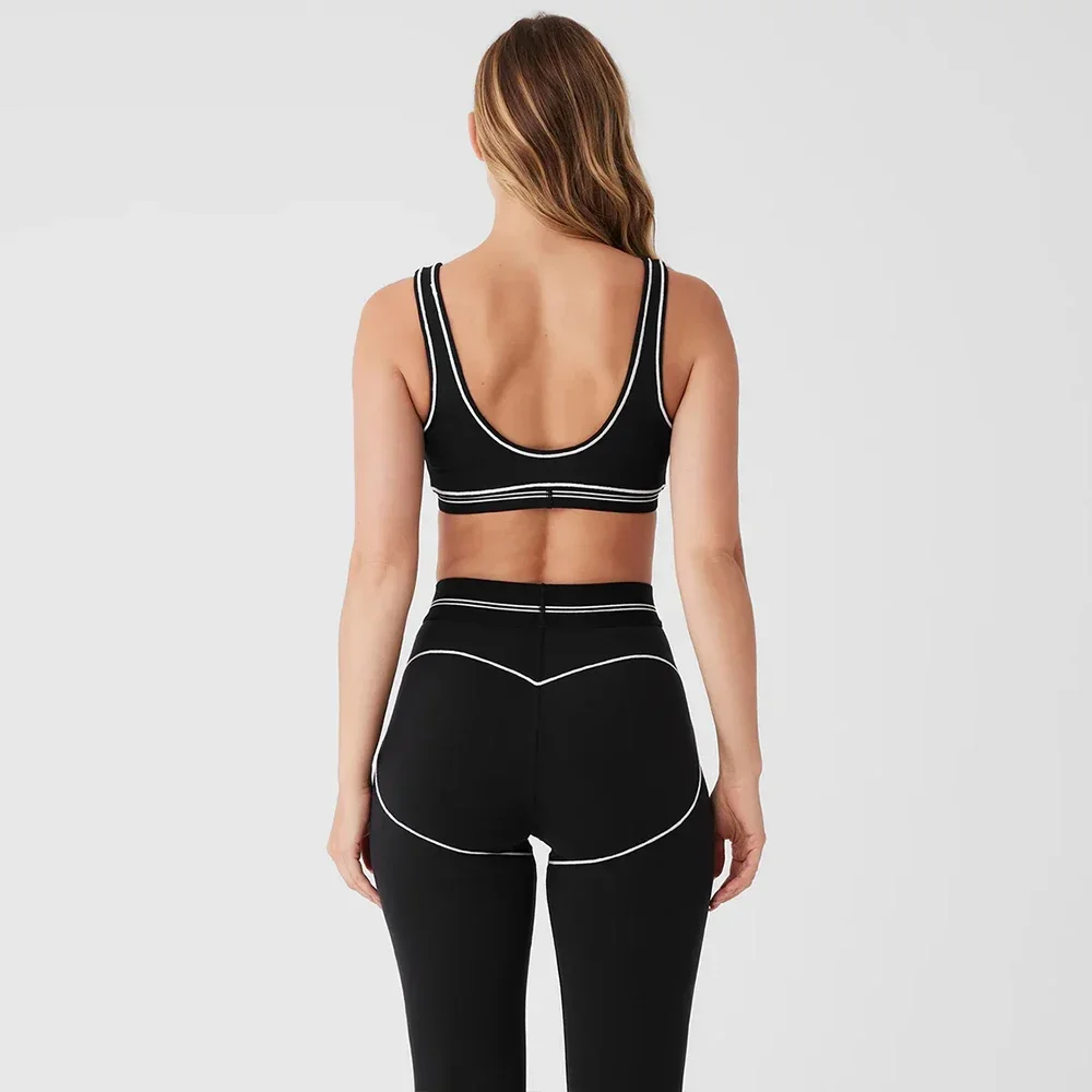 Soutien-gorge à gorge cœur pour aérographe, legging taille haute, vêtements de survêtement de yoga, pantalon astronomique, sangle initiée, ensemble de sport élastique