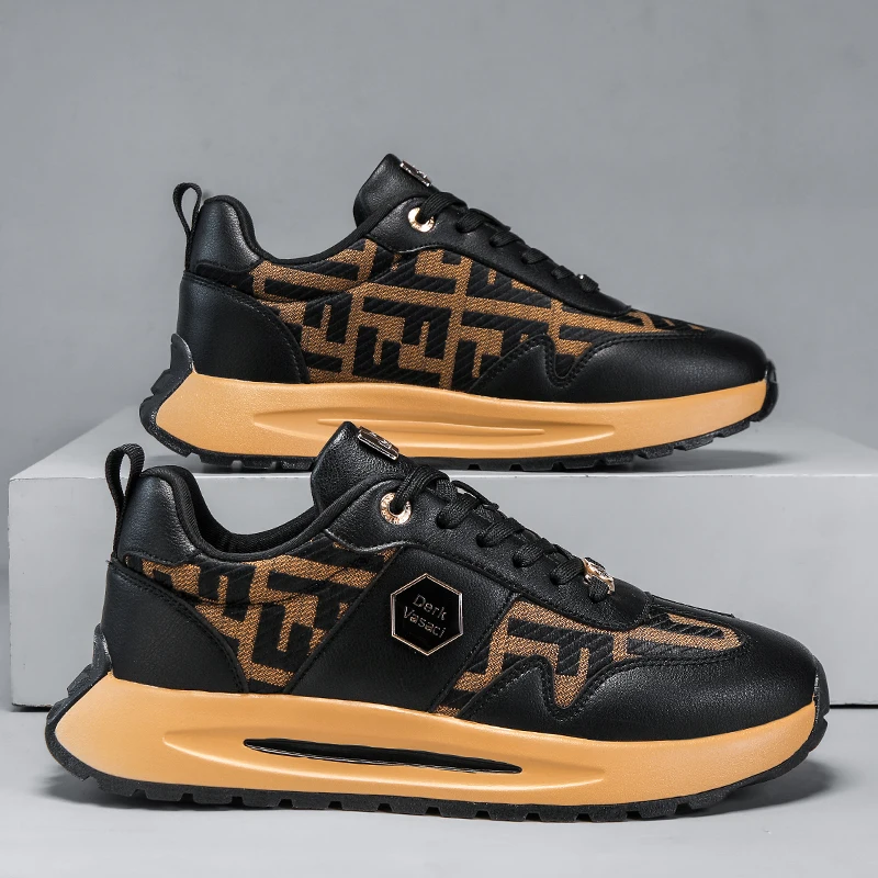 

Fashion Black Casual Sneakers Unisex Size 36-45 Leather Designer Shoes Man Comfy Original Men's Platform Sneakers zapatos hombre