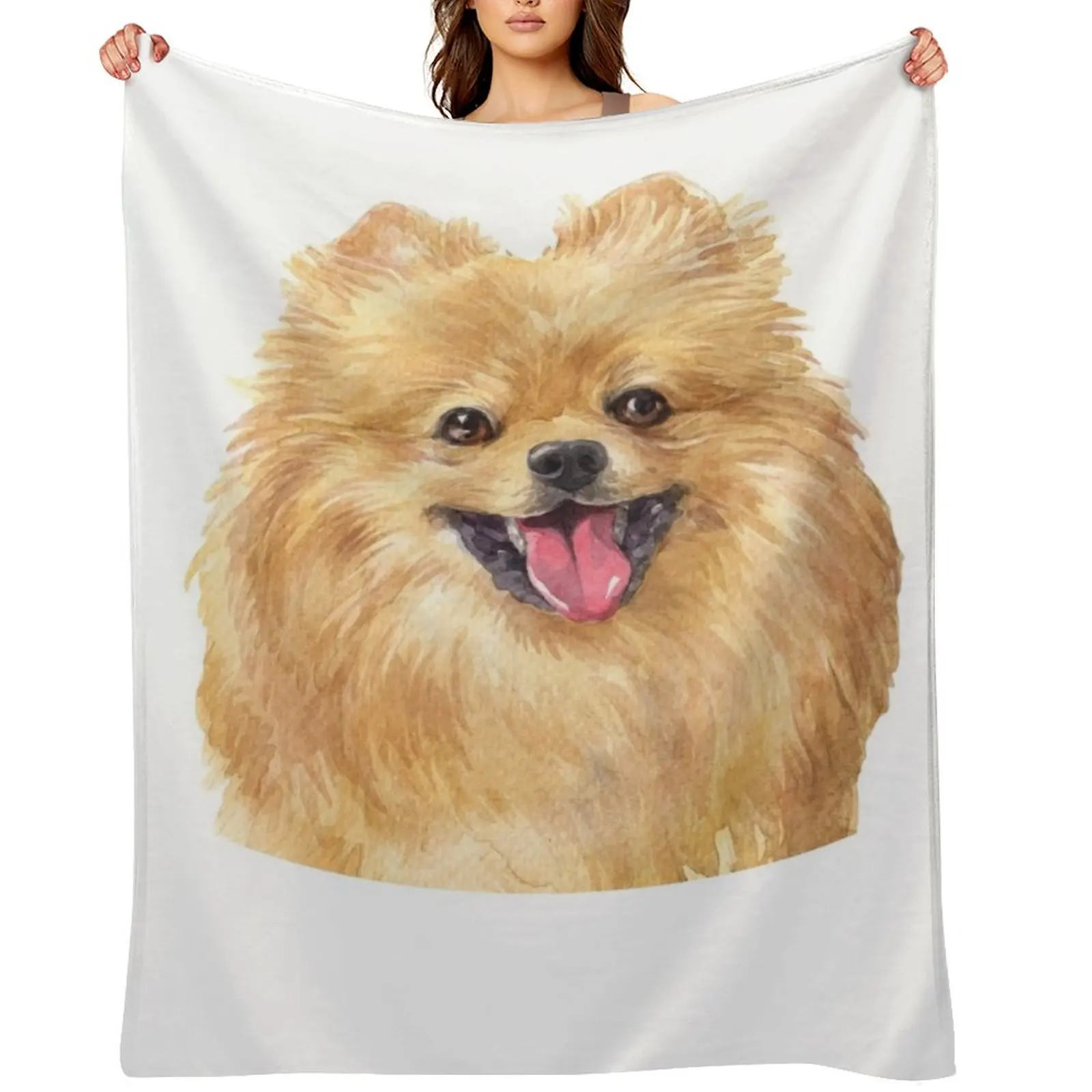 

Orange Pomeranian Watercolor Art Throw Blanket Weighted Hairy Large anime Blankets
