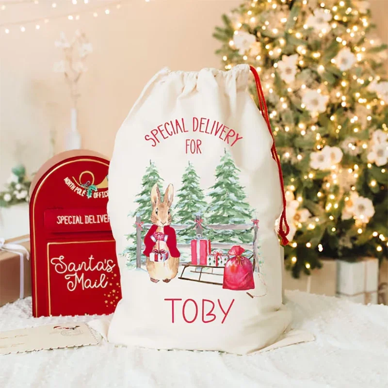 

personalised Rabbit bunny Santa Claus sack Christmas stocking Merry Xmas eve home Decoration kid girl boy gift Present Toy Bag