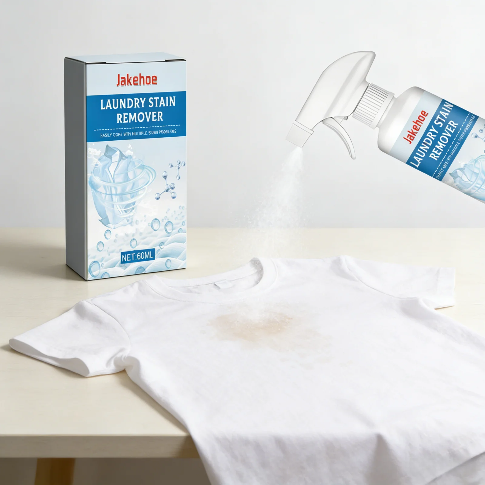 Jakehoe Détachant Puissant pour Linge – Élimine Rapidement les Taches Tenaces sans Irritation – Spray Nettoyant pour Vêtements 60ml