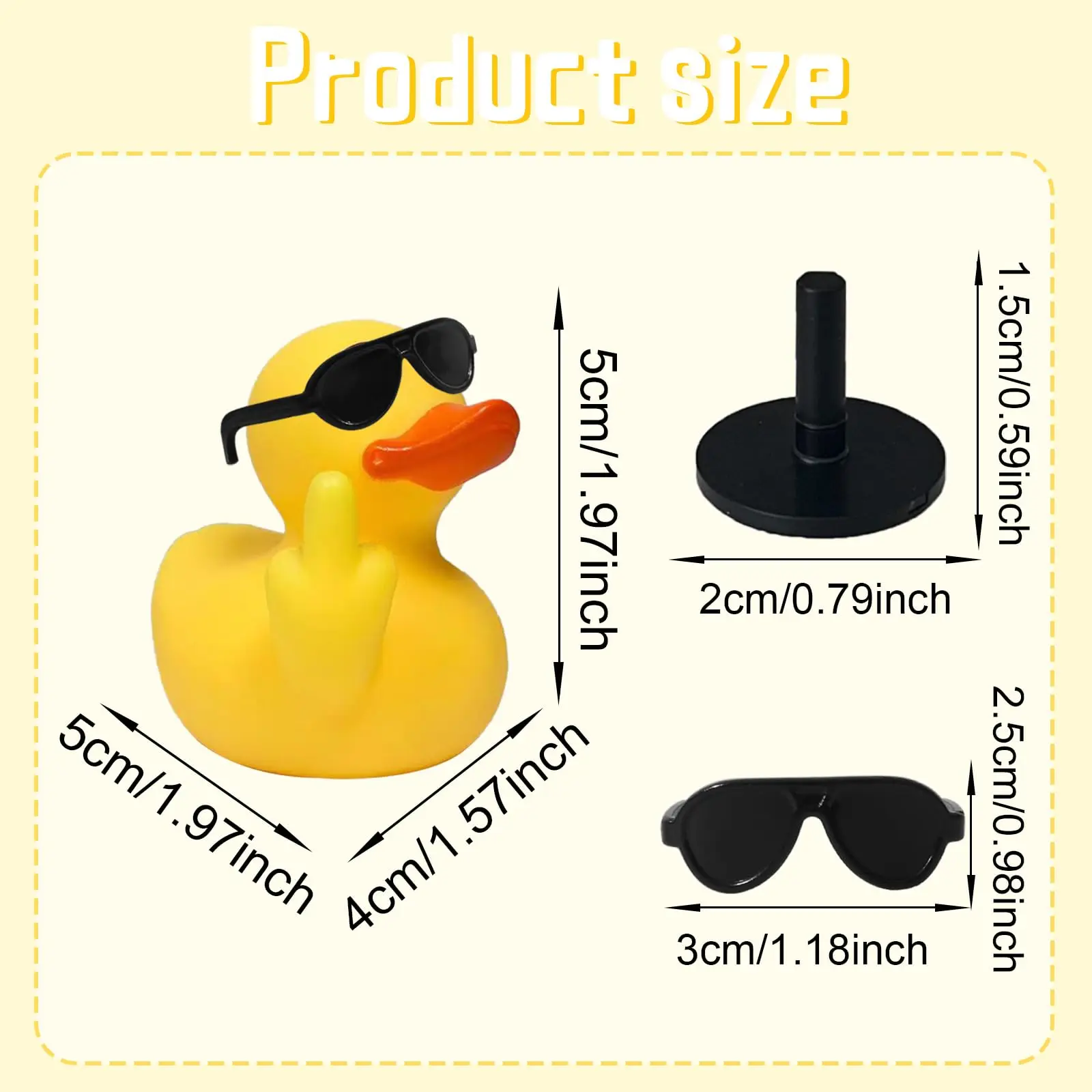 Pato de goma con gafas de sol para decoración del salpicadero del coche, patito de goma único de 3 piezas para dedo medio, Jeep, juguete de baño, adorno para el hogar, regalo