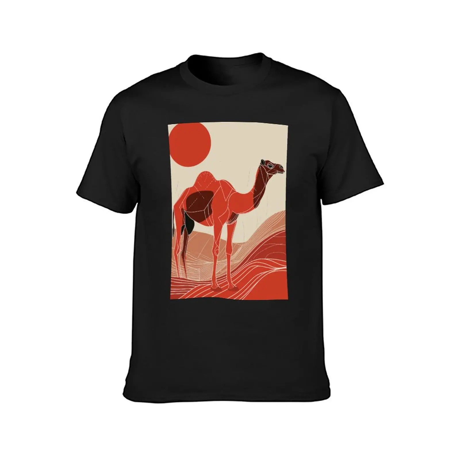 Linear Image of a Camel: Minimalistic Elegance in an Abstract Graphic Design T-Shirt funnys sweat plus size tops Men's clothing