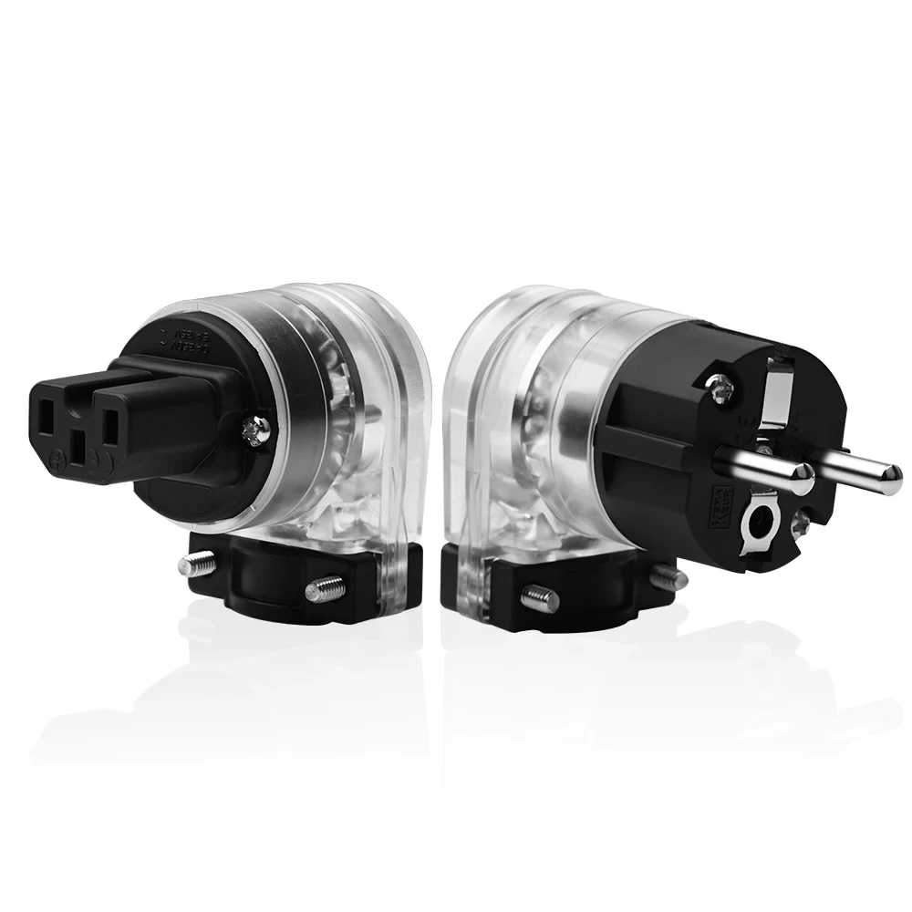 One Pair HIFI Power plug High Quality ATAUDIO Eu L-shaped Power Connector and IEC female connector