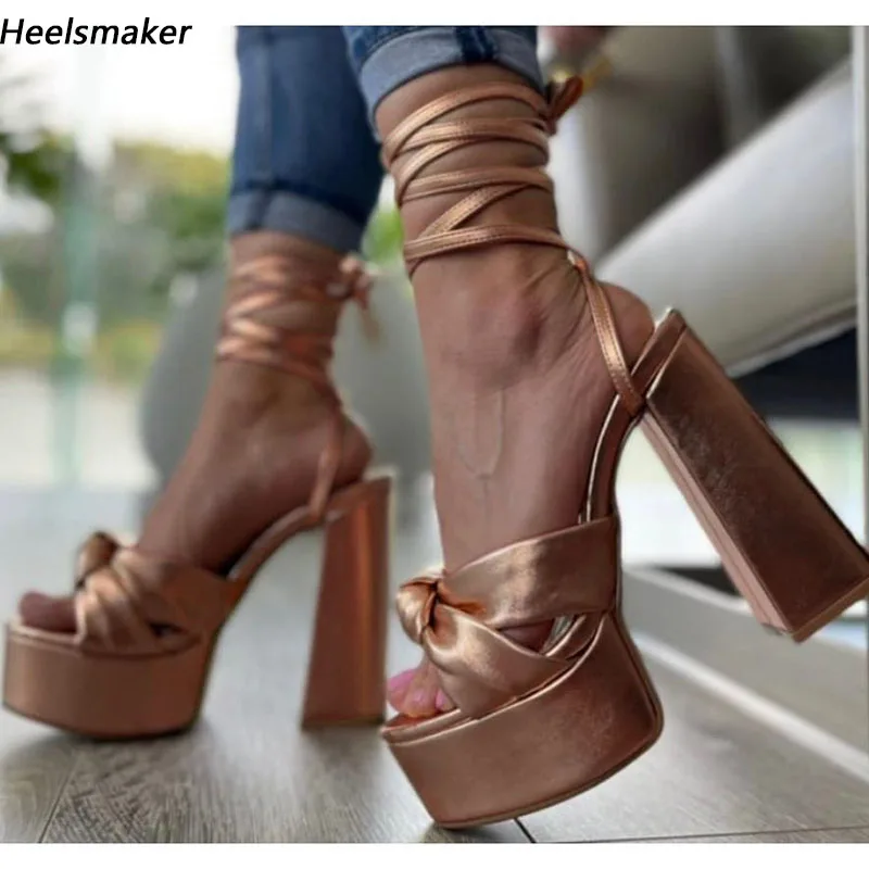 

Sukeia Женские сандалии ручной работы с ремешками, матовые туфли на блочном каблуке с круглым носком, красивые туфли телесного цвета золотого, серебряного цвета для вечеринок, женские размеры США 5-15