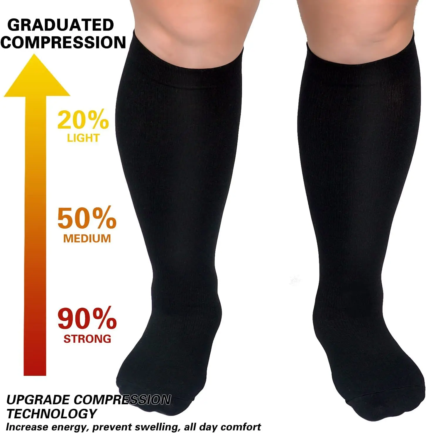 7XL Fat Plus Compression Socks Men\'s Printed Varicose Veins diabetes Socks Outdoor Running Hiking Riding Long Tube Nurses Socks