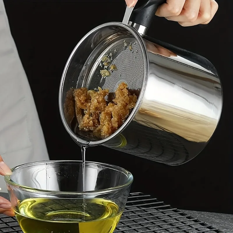 1pcs 304 Stainless Steel Soup Oil Separator Filter Cup With Fine Mesh Strainer view 4