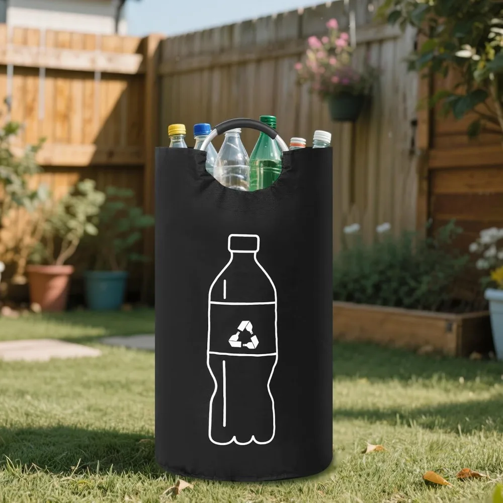 Sac de rangement pliable 82L, grande capacité, panier de rangement pour bouteilles vides, design avec poignée en aluminium, collecteur de bouteilles, bac de recyclage, 1 pièce