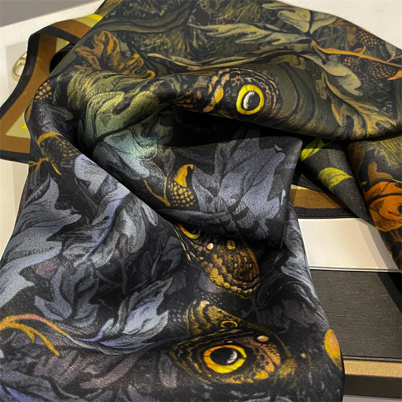 100% Real Silk Scarf Fashion Floral Women Handkerchief Printed Female Bandana Neck Hijab Lady Girl Spring Foular Neckerchief