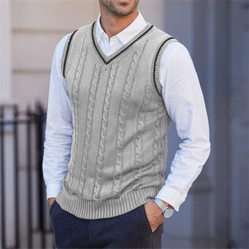 New Men's Knitted Vest Sleeveless Casual Large Size V-neck Base Shirt Comfortable Breathable Sporty Style for Teenagers And A...