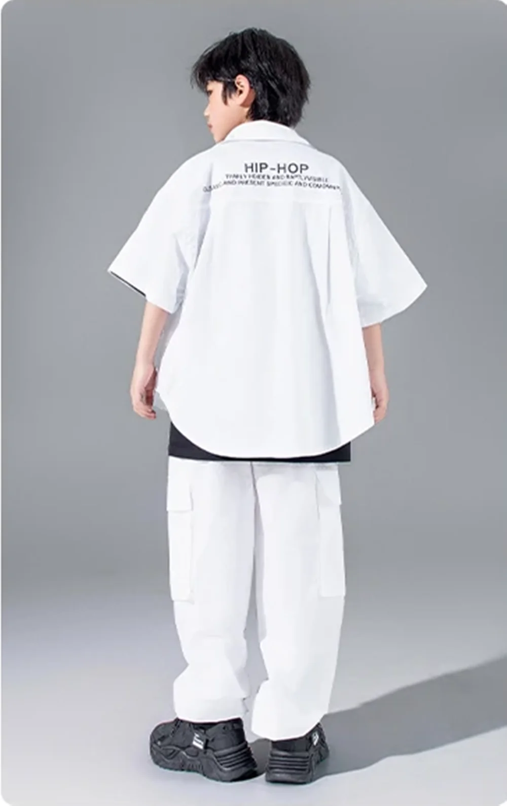 Jungen Street Dance Kostüm Coole Mädchen Jazz Dance Performance Outfit Kinder Mode Hip Hop Bühne Tragen Weißes Hemd Hosen yj301