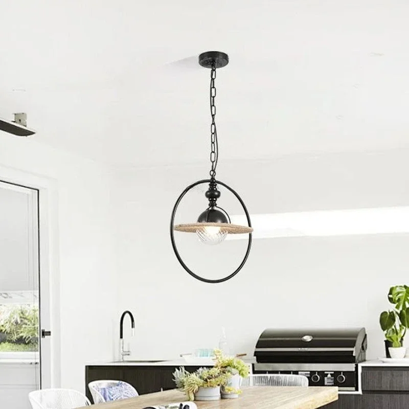 American Country Style Chandelier Rustic Woven Pendant Light for Dining Room Bedroom Study Hotel Use