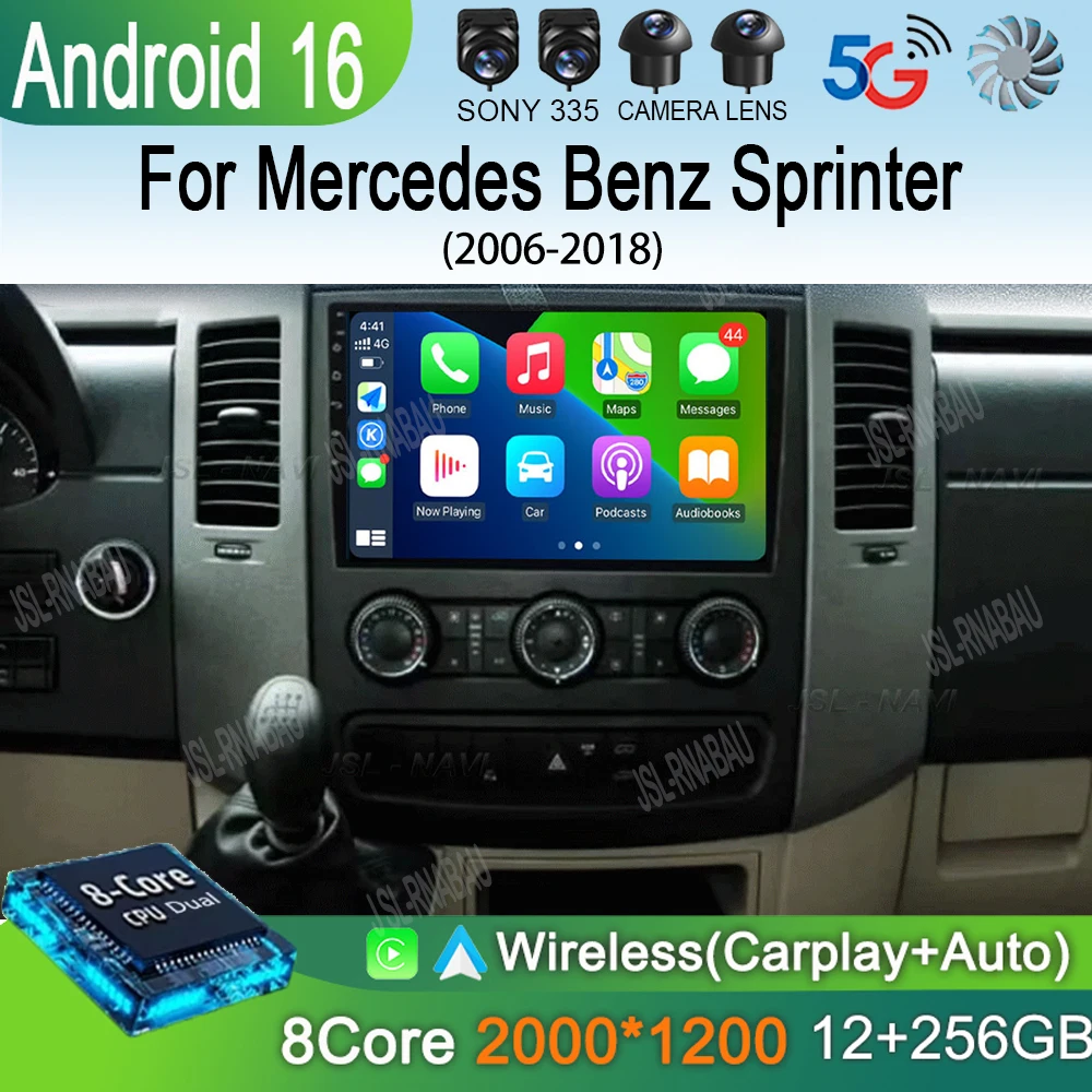 

10" Android 16 Car Radio Multimedia Video For Mercedes Benz Sprinter Player GPS stereo CarPlay+auto WIFI+4G DSP