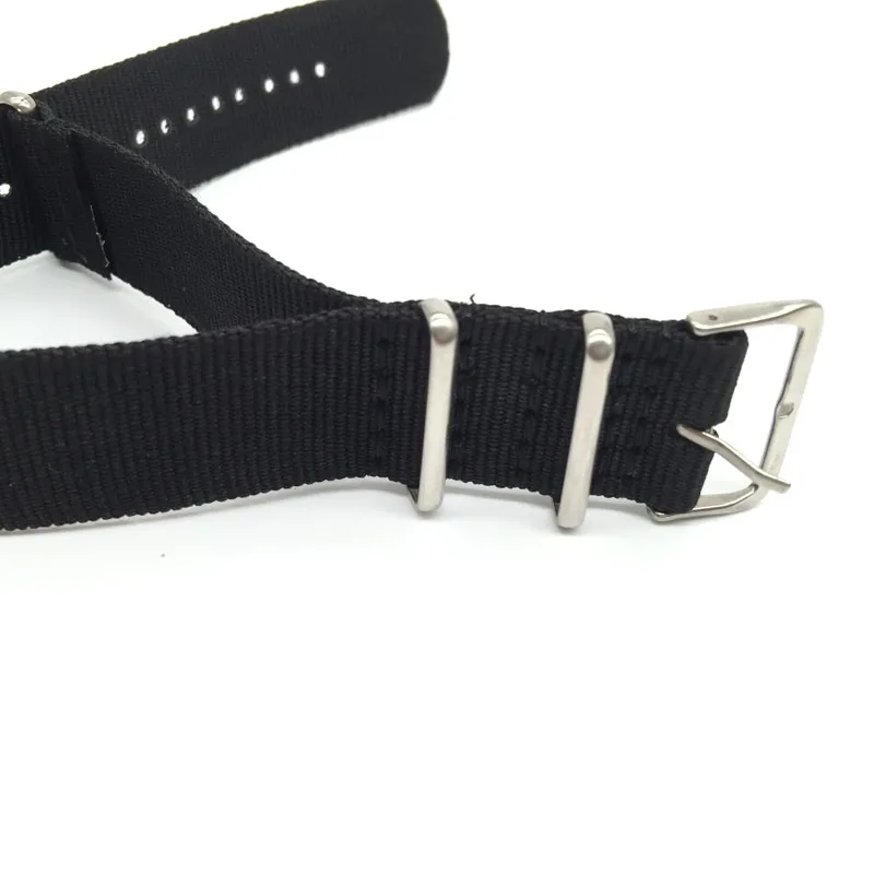 Schwarzes Nylonarmband für 16 mm 18 mm 20 mm 22 mm 24 mm Uhren, Militärstoff, gewebtes Nylonarmband – Detail 3
