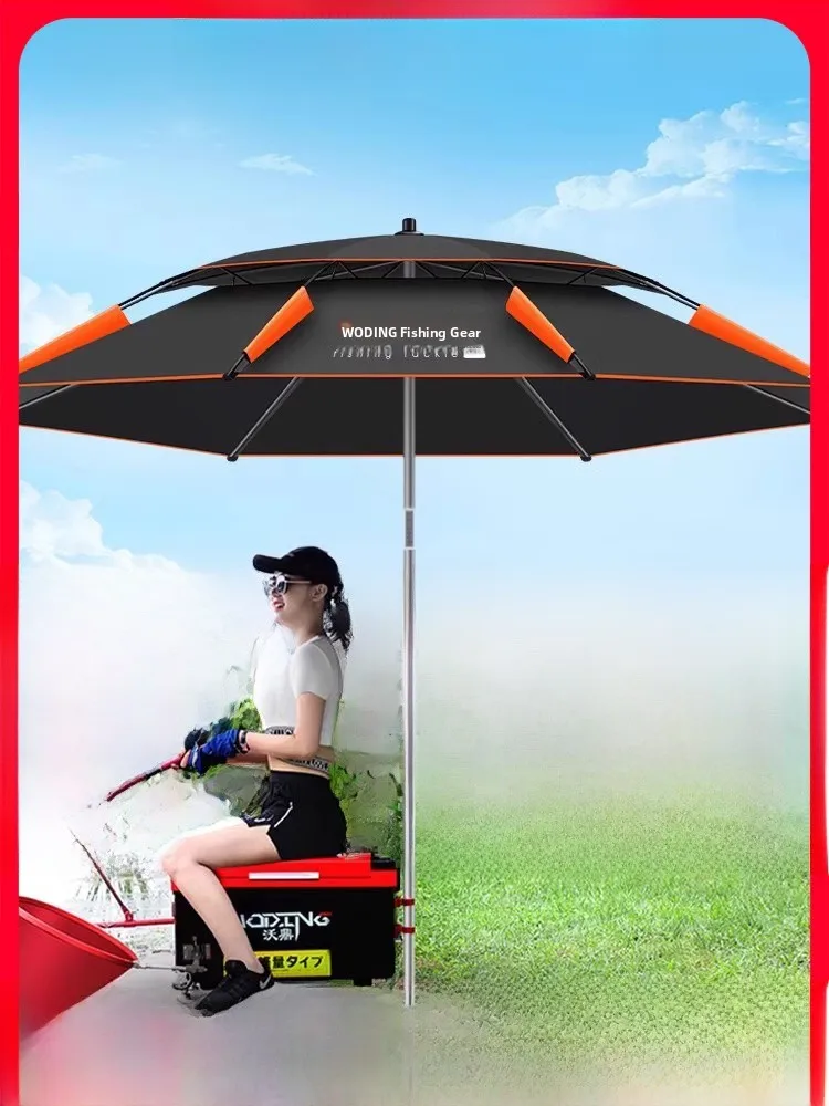 

2025 New Large Fiing Umbrella Windproof Sunade Rainproof Thiened Waterproof Fiing Umbrella Double Rotation Outdoor Ca...