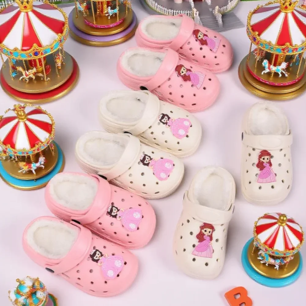 أحذية أطفال مبطنة بالصوف أحذية منزلية داخلية مانعة للانزلاق تبريد نعل ناعم أحذية أطفال صغار أحذية بناتي أحذية قطيفة دافئة #1