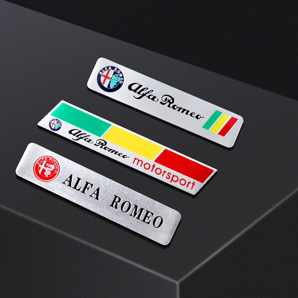3D Metal Car Badge Stickers Side Fender Rear Trunk Emblem Decal Decor Accessories For Alfa Romeo Giulia Giulietta MiTo Valve Cap