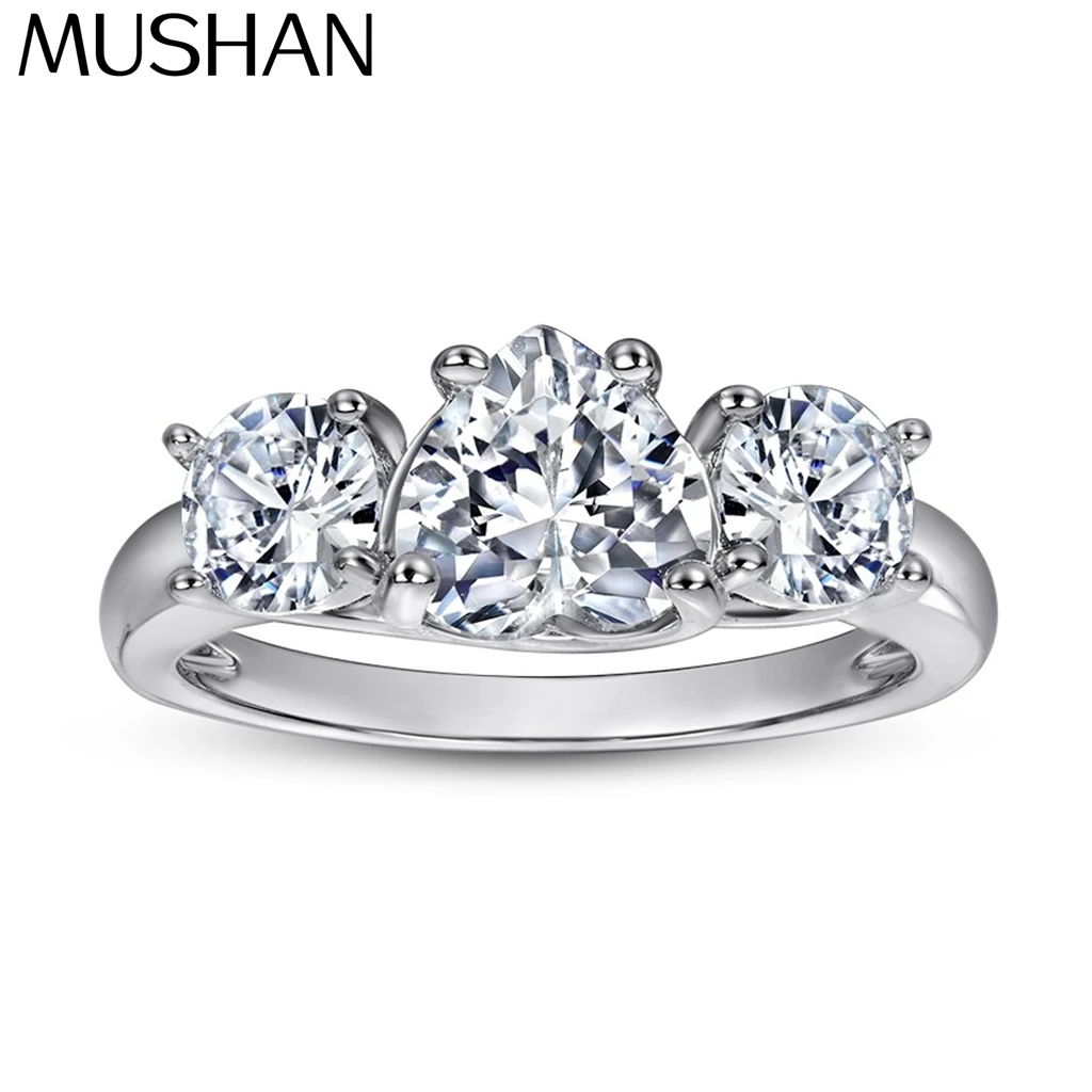 MuShan Jewelry 925 Sterling Silver Rings Bands Engagement Ring 5A Cubic Zirconia Valentine Premium Anniversary  Women Gift