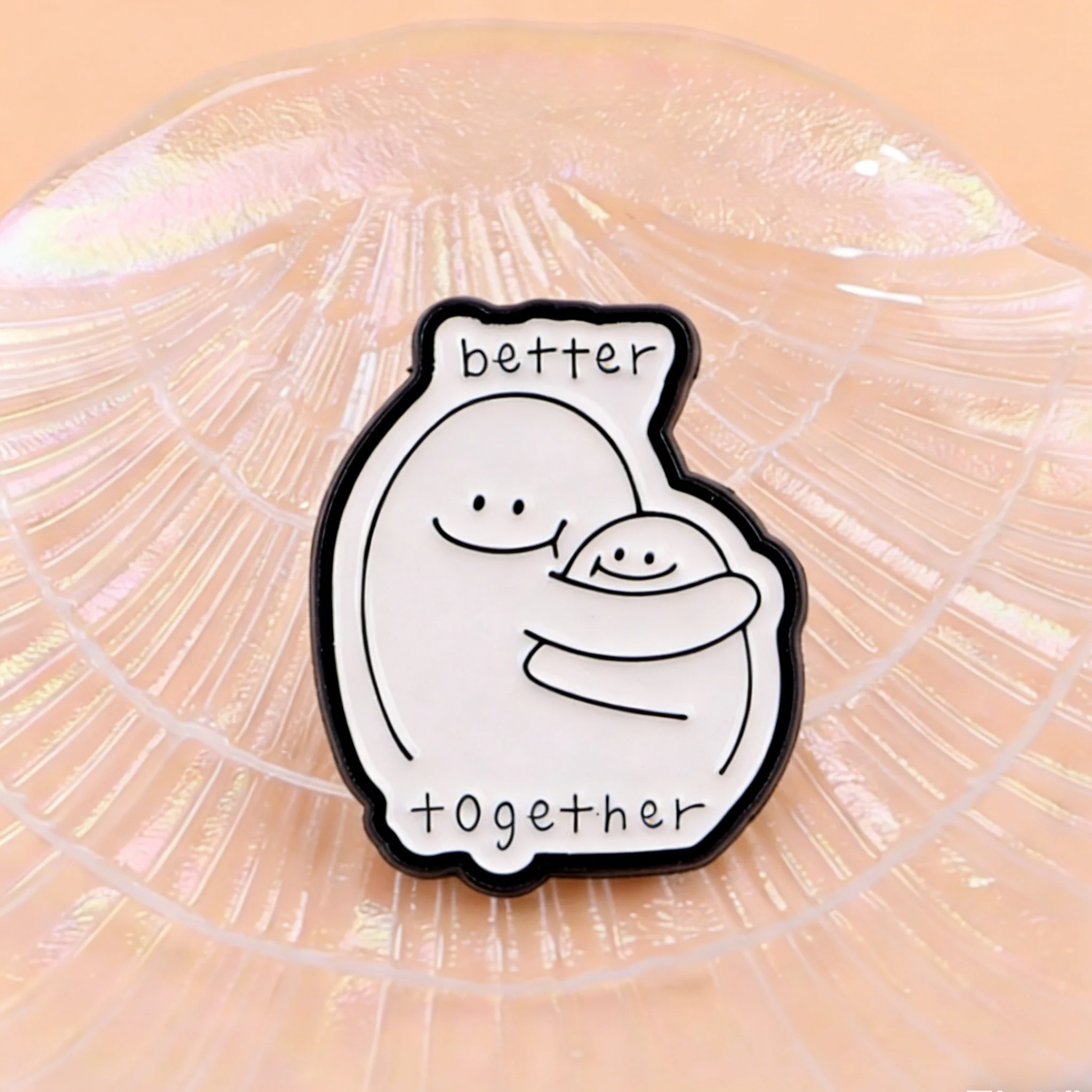 Pin esmaltado broche minimalista fantasma abrazado para parejas - imagen 4