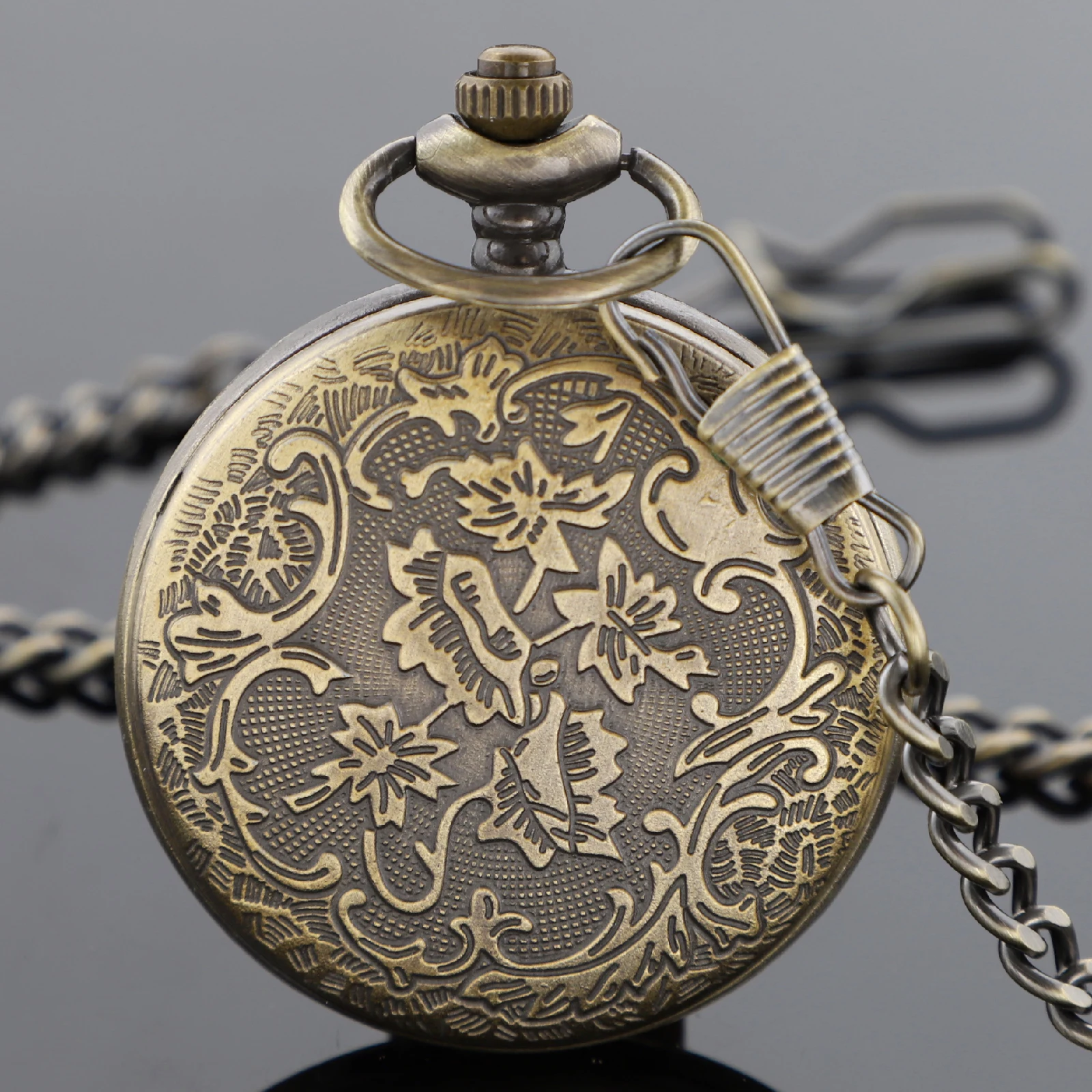 العتيقة Steampunk قطار محفورة كوارتز ساعة الجيب نصف هنتر فوب سلسلة الساعات الذكور أفضل قلادة هدية