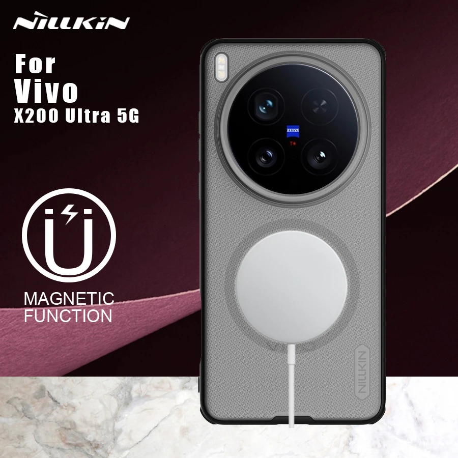 

Nillkin For Vivo X200 Ultra 5G Case Super Frosted Shield Pro Clear Black Magnetic Ultra-thin Hard PC Back Cover Protection