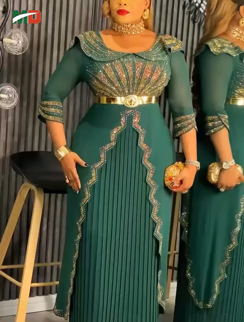 MD アフリカンドレス 女性用 トルコドレス プラスサイズ マキシドレス 結婚式 パーティードレス アフリカ服 高級 エレガントドレス 2025年新作