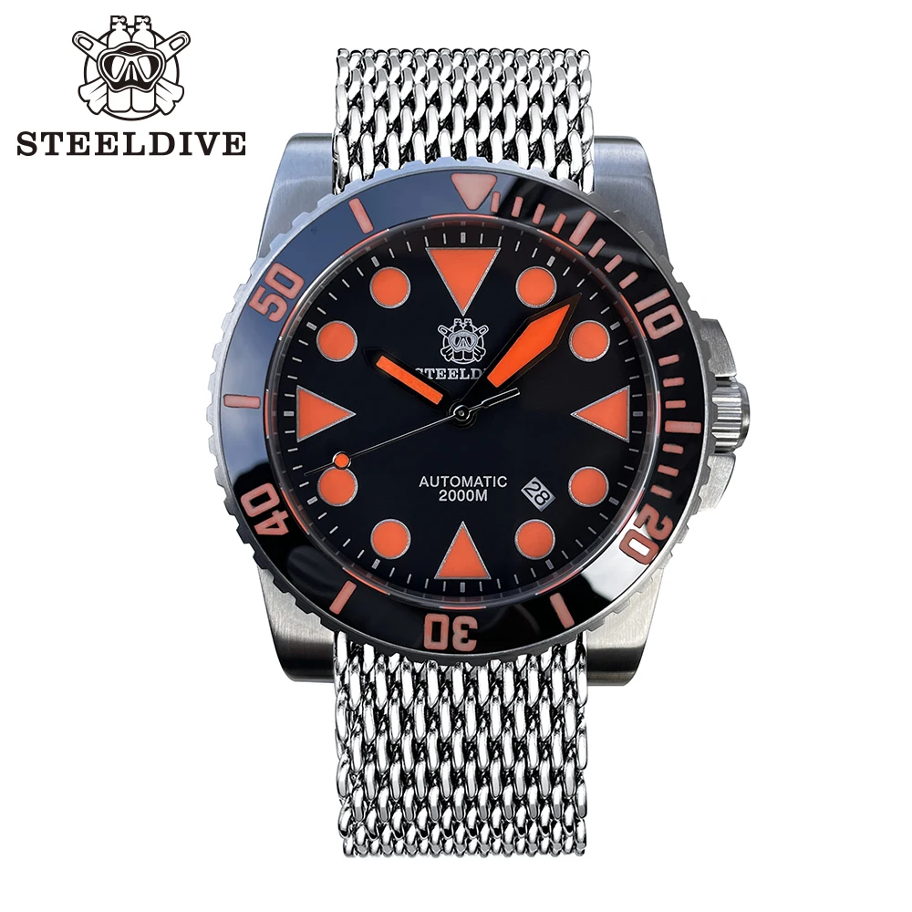 

STEELDIVE Official SD1987 Super Lumimous 46.5MM Case Ceramic Bezel Sapphire Glass 2000M Waterproof NH35 Automatic Dive Watches
