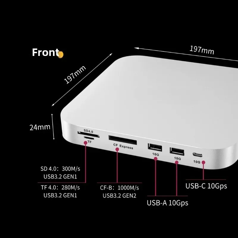 Mini/studio mate thunderbolt 3 2 disc m.2 hard drive case base cfe-b/sd/tf card reader